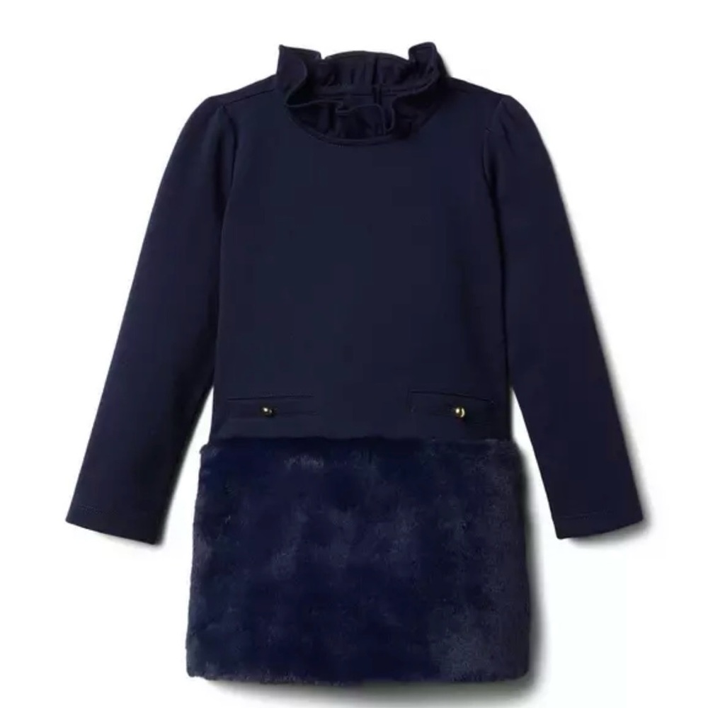 Janie and Jack Faux Fur Dropwaist Ponte Dress